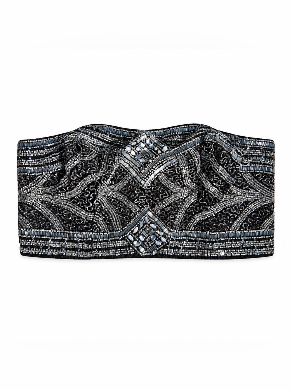 Kimchi Blue Black & Silver Beaded Strapless Bustier Top NWT